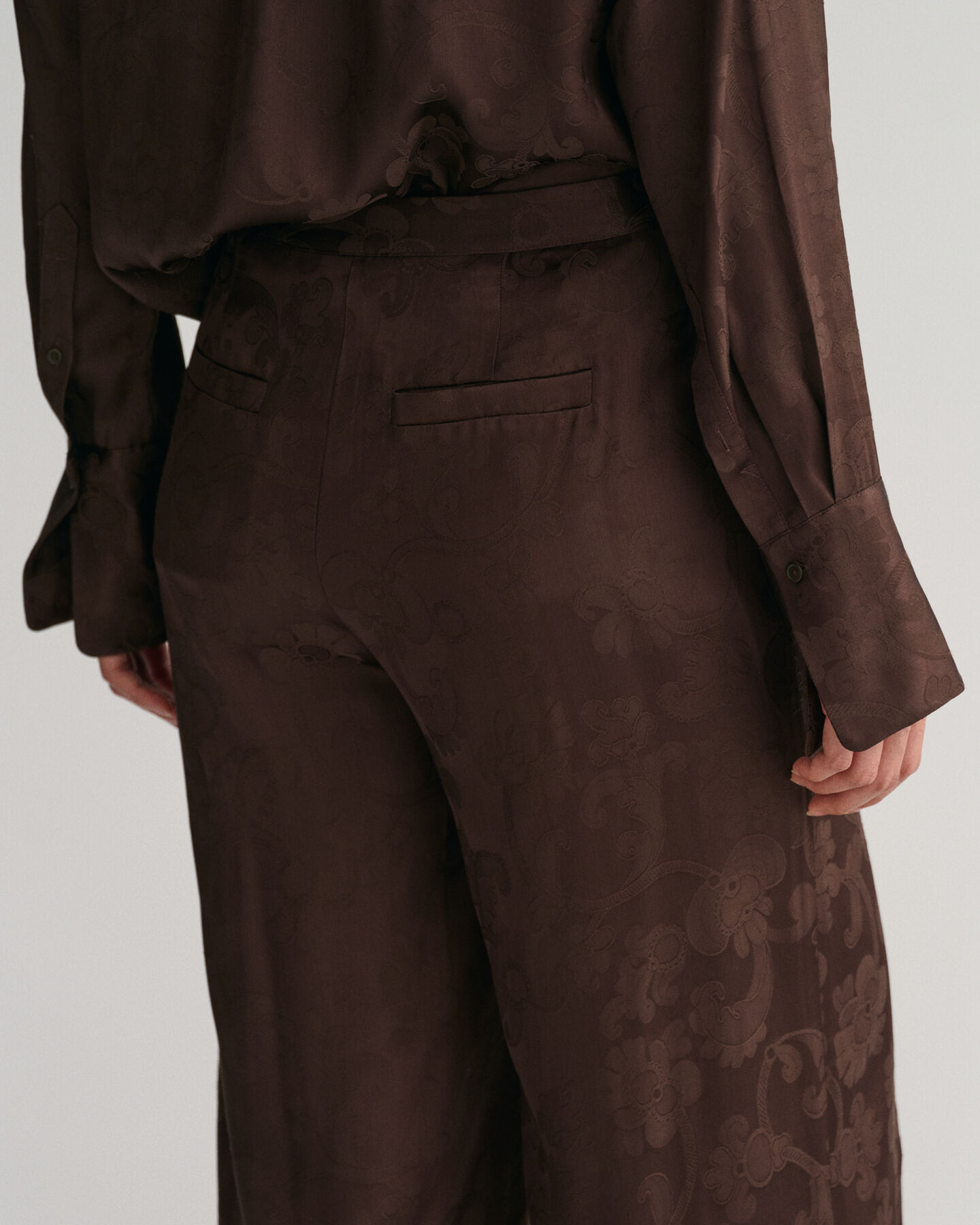 Wide Leg Lace Jacquard Pants