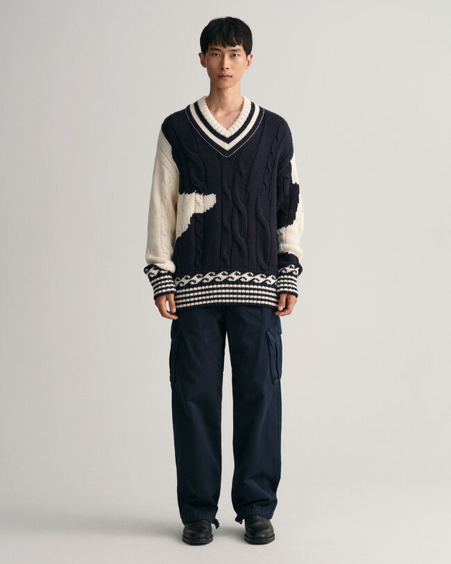 Intarsia V-Neck Sweater