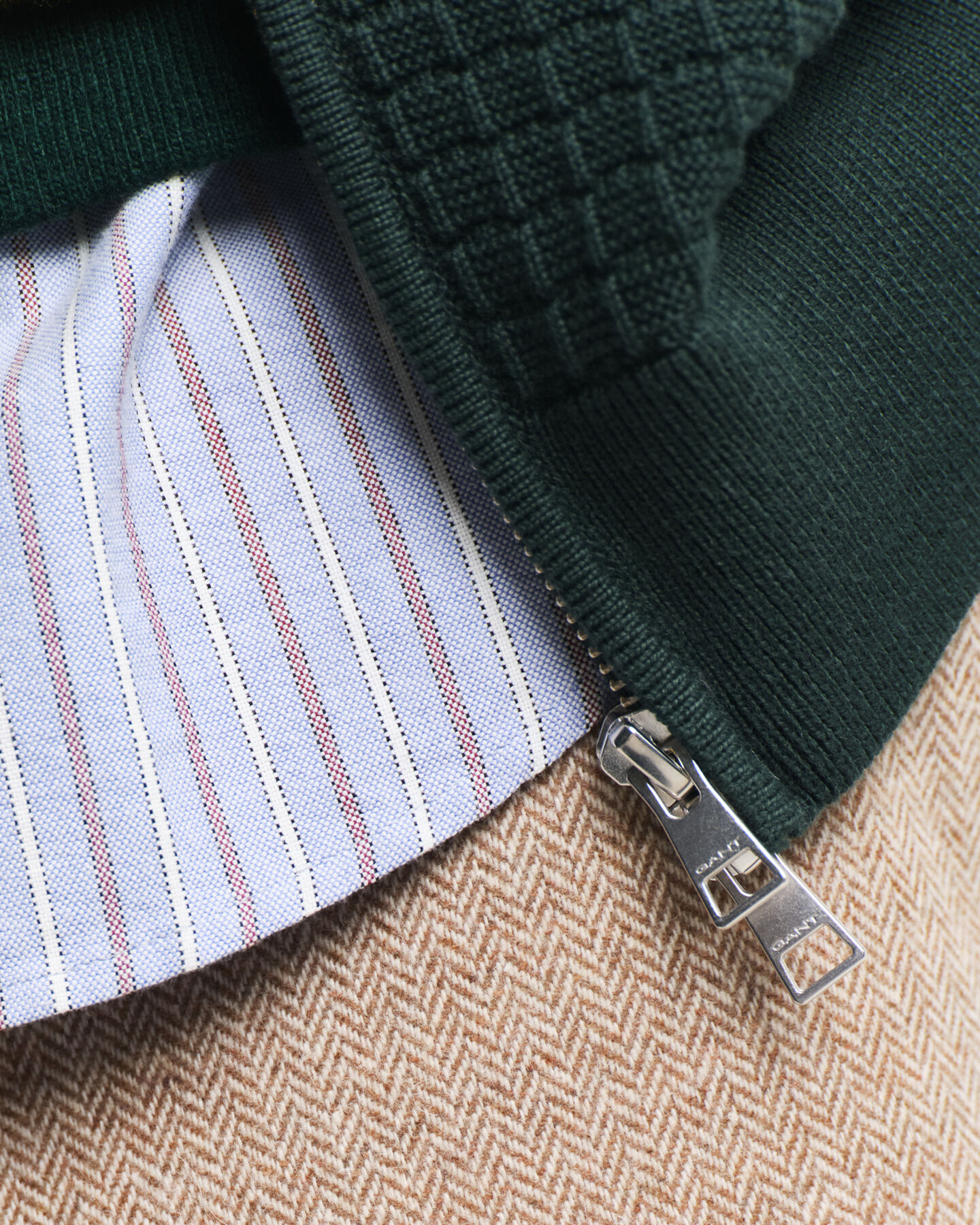 Textured Cotton Zip Cardigan