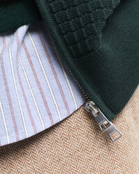 Textured Cotton Zip Cardigan