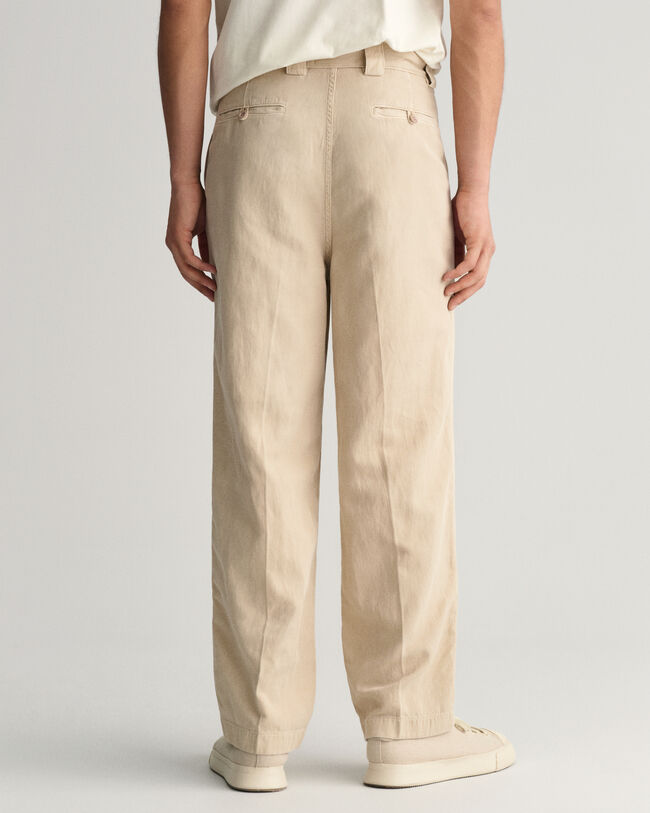 Pleated Cotton Linen Chinos