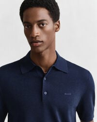 Extra Fine Merino Wool Short Sleeve Polo Sweater