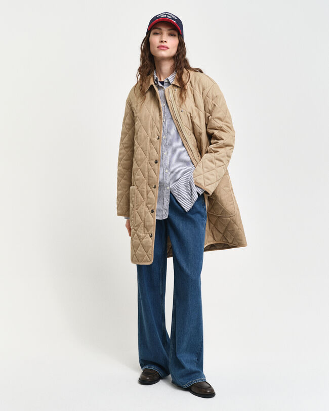 Quilted Corduroy Detailed Coat