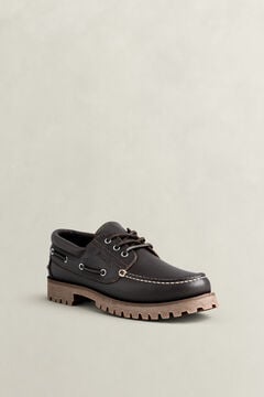 Tratton Leather Boat Shoes — DARK BROWN 1