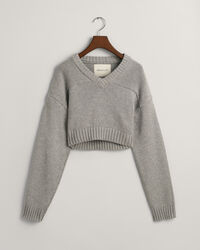 Cropped V-Neck Sweater