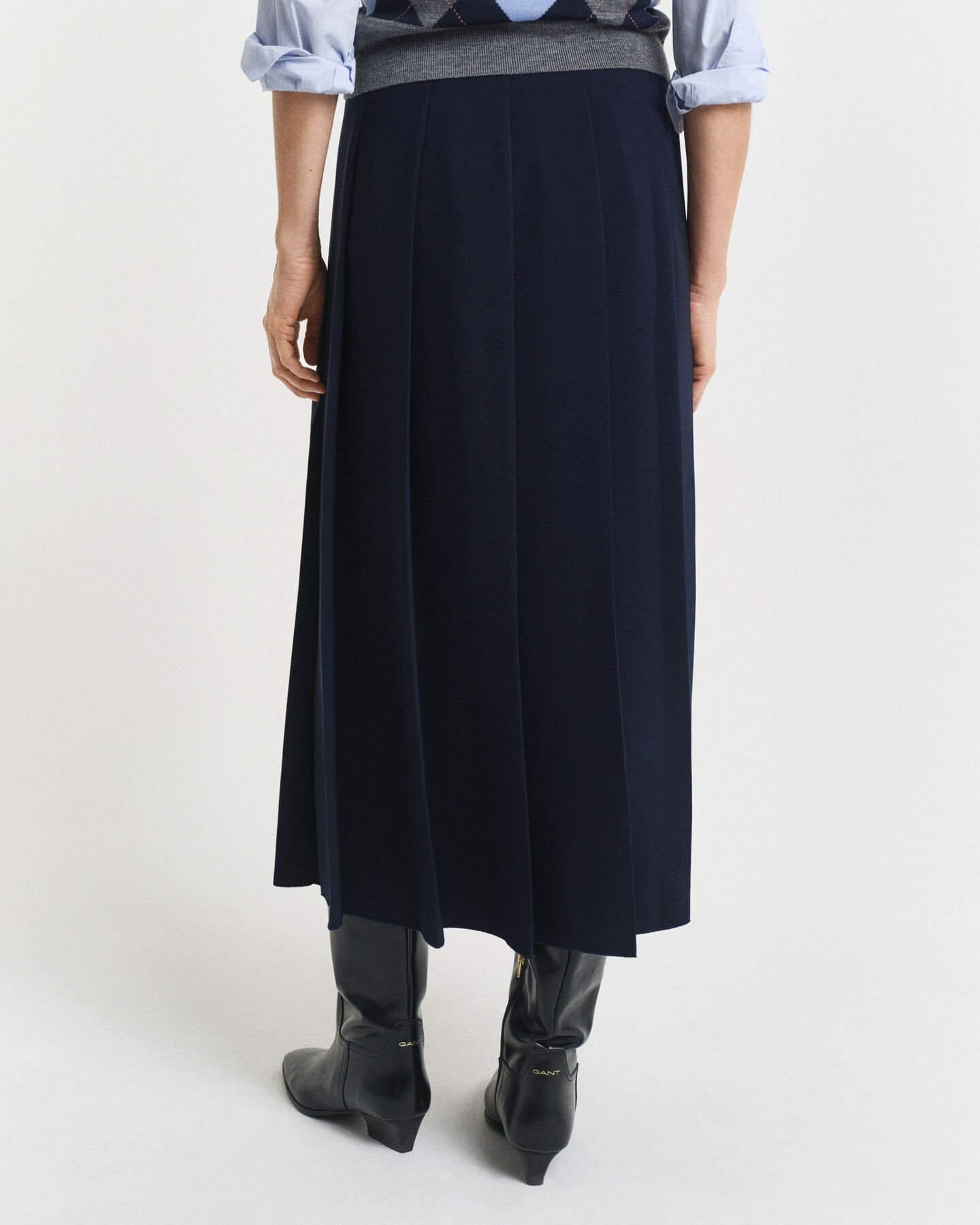 Wide Pleated Midi Skirt