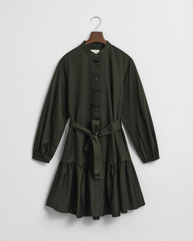 Cotton Satin Long Sleeve Dress