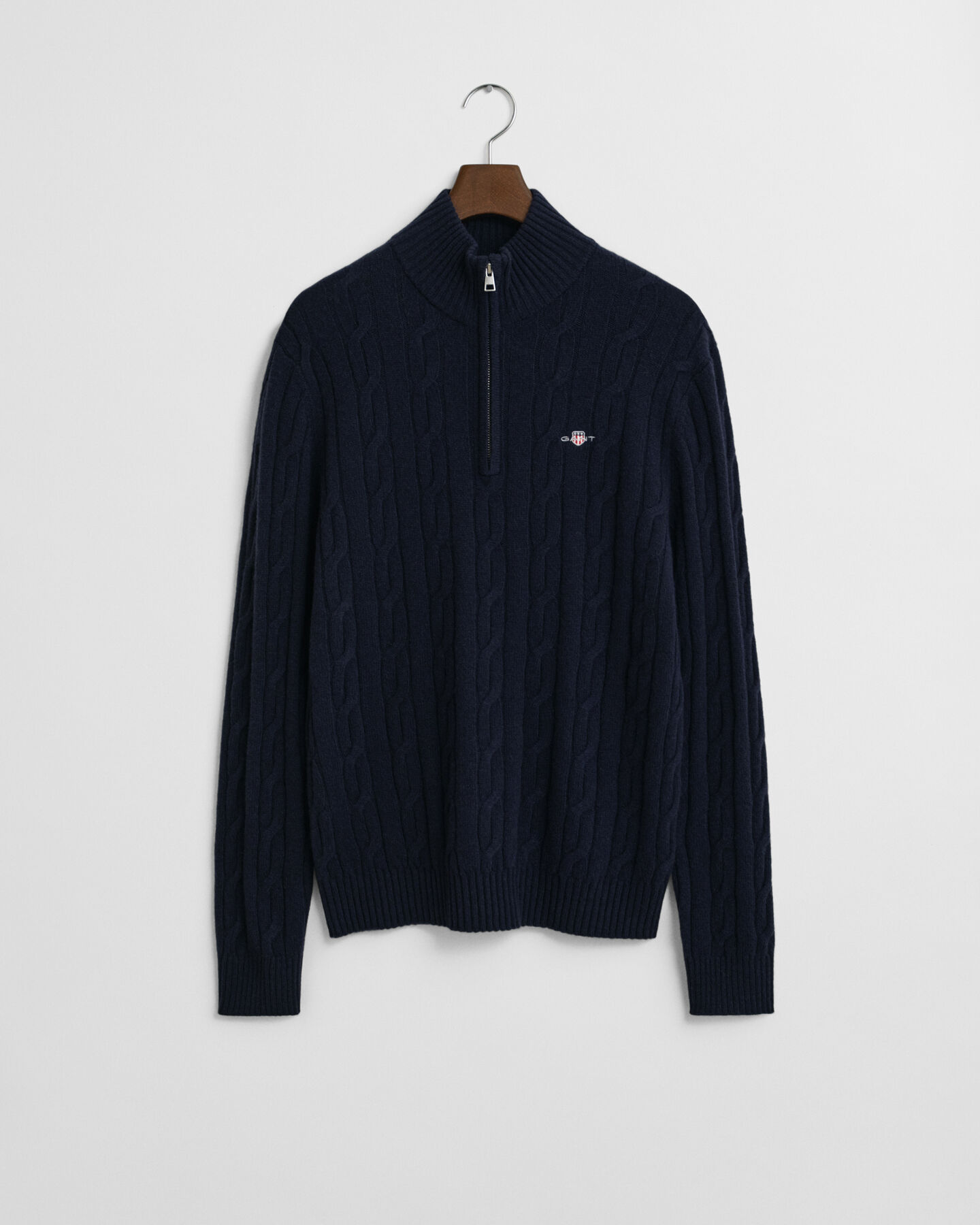 Lambswool Cable Knit Half-Zip Sweater