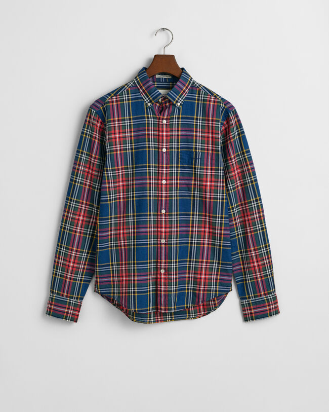 Regular Fit Checked Indigo Shirt