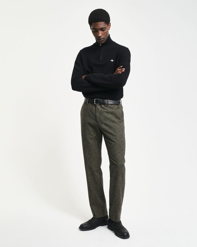 Textured Cotton Half-Zip Sweater