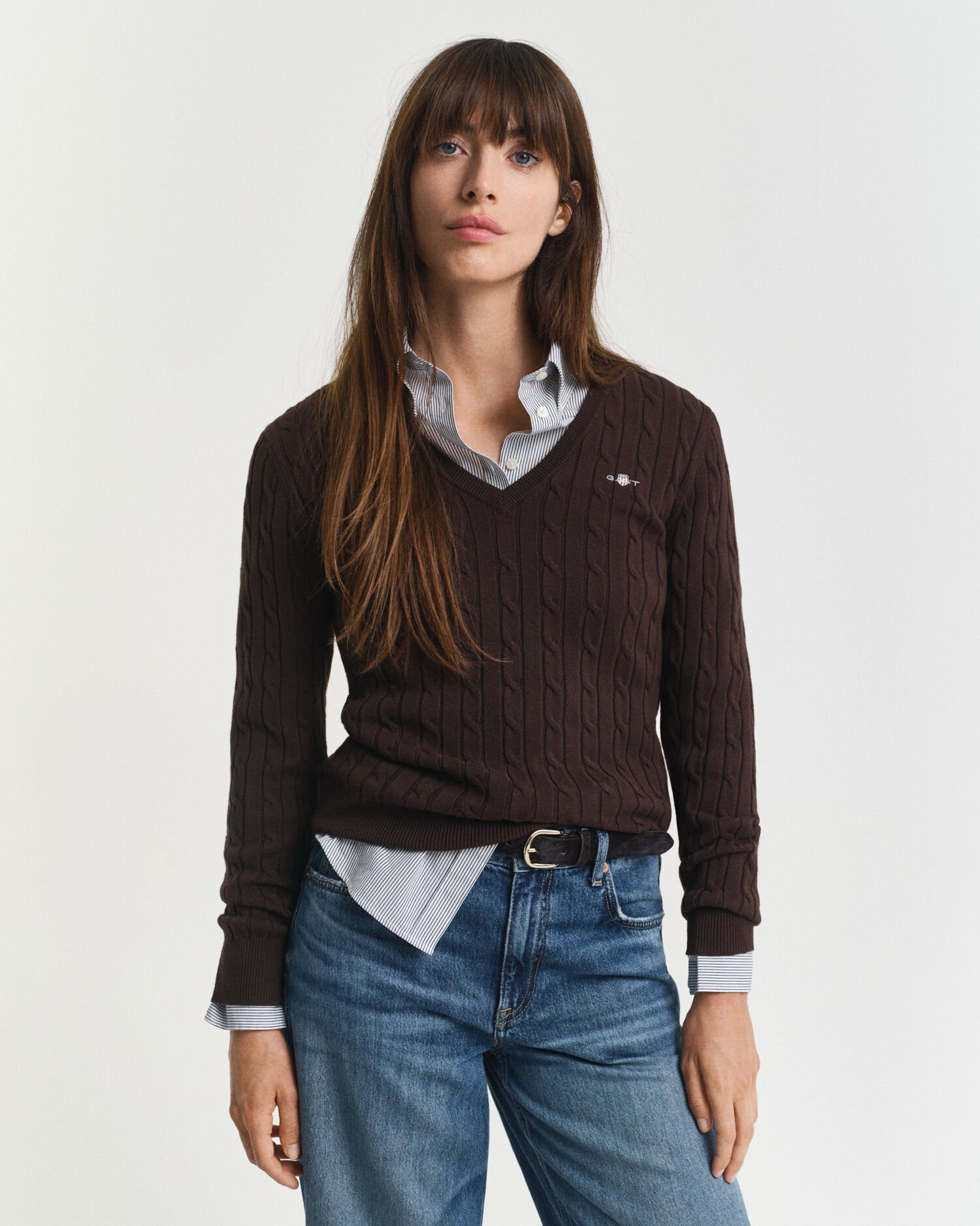 Cable Knit V-Neck Sweater