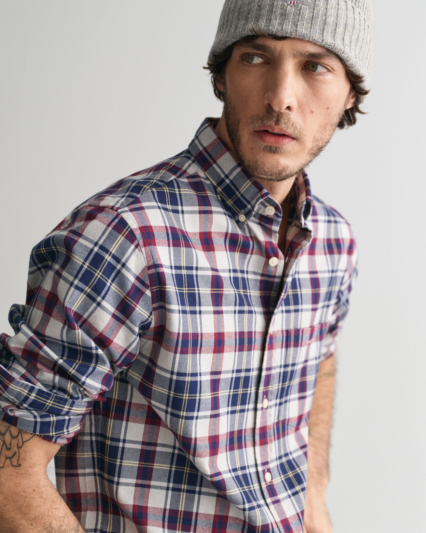 Regular Fit Plaid Flannel Jaspé Shirt