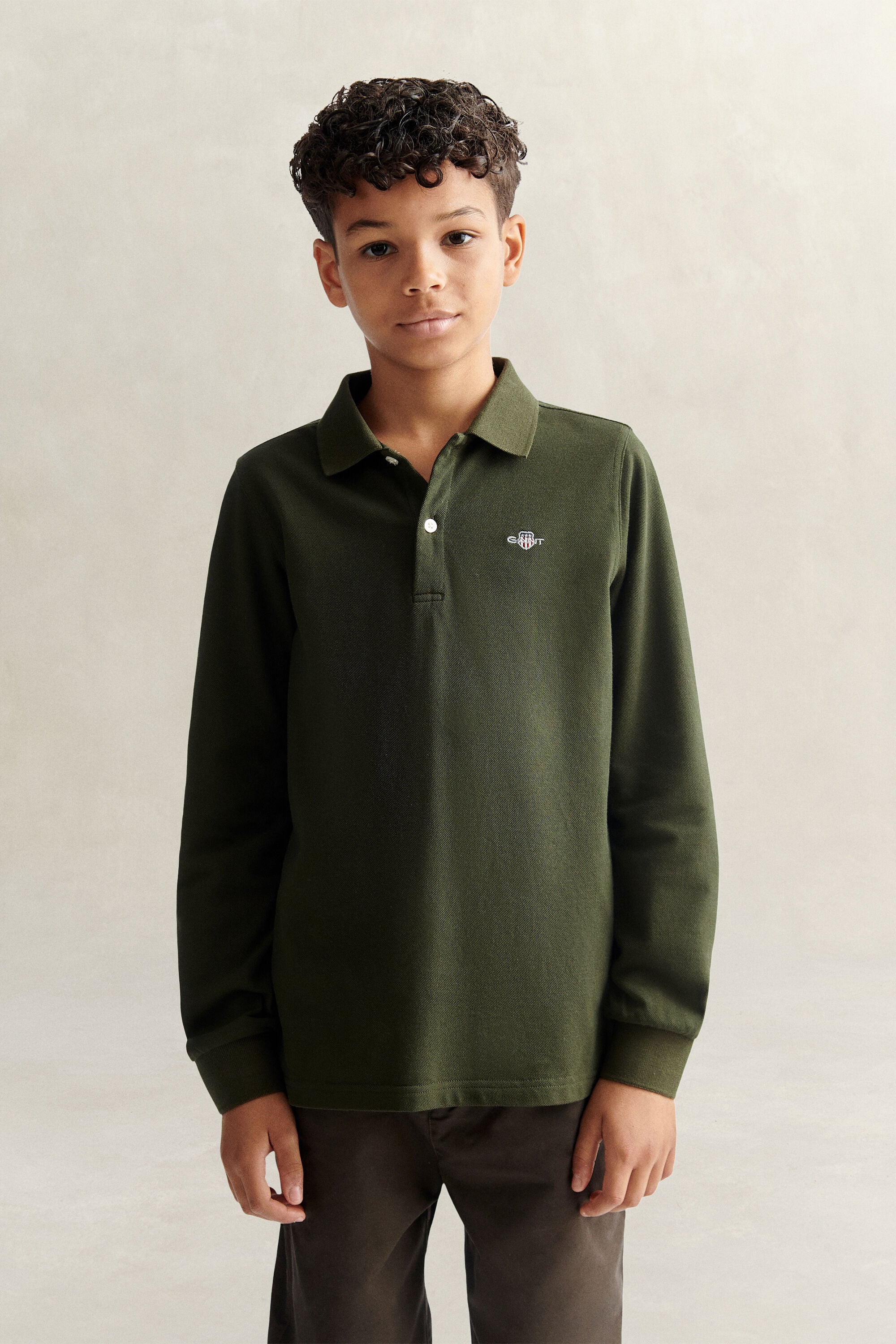 Teen Boys Shield Long Sleeve Polo Shirt