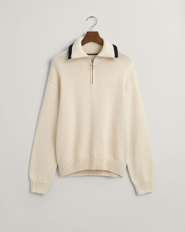 Plain Cotton Half-Zip Sweater