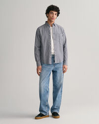 Regular Fit Striped Brushed Oxford Shirt