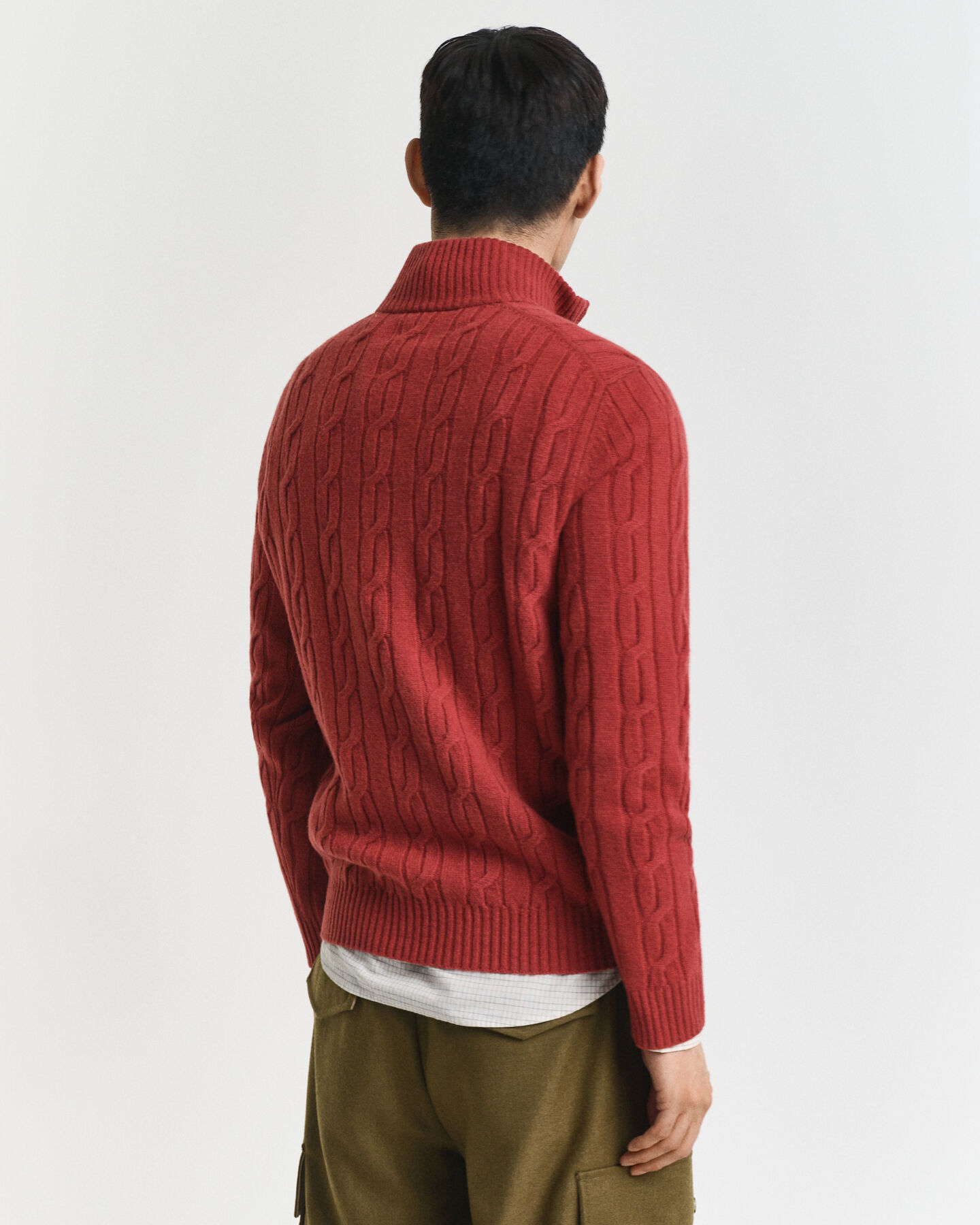 Lambswool Cable Knit Half-Zip Sweater