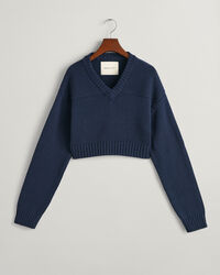 Cropped V-Neck Sweater