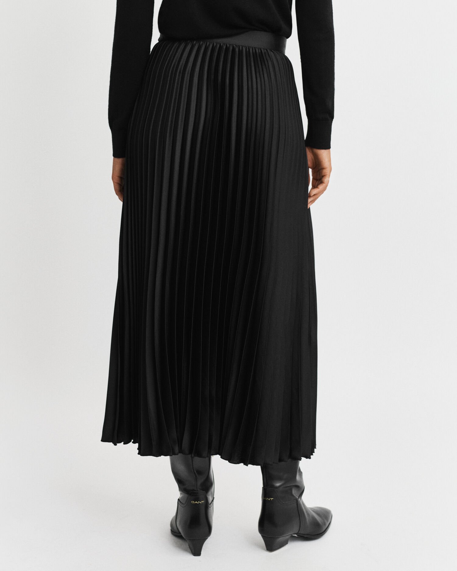 Pleated Sateen Skirt