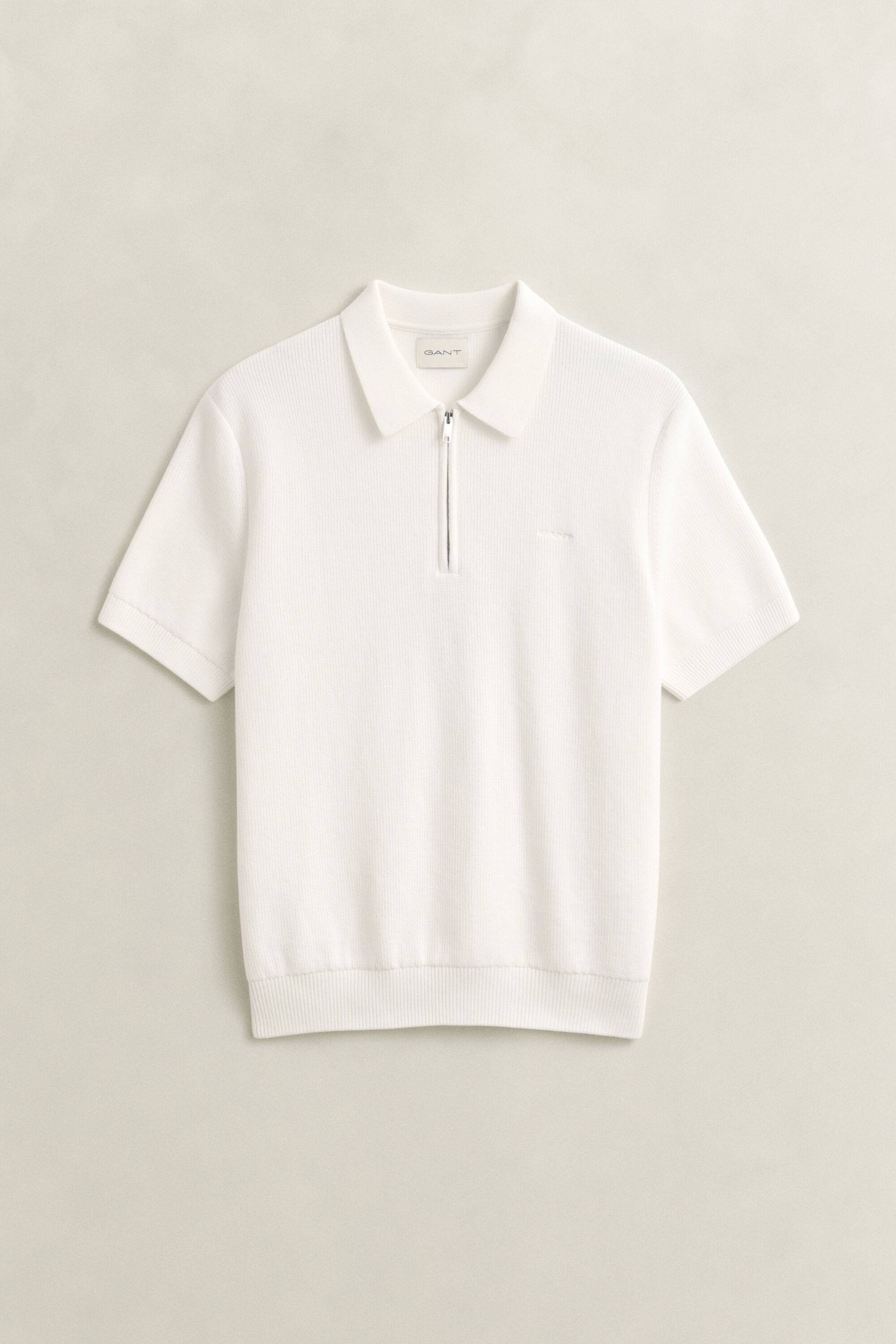 Ribbed Cotton Polo Sweater