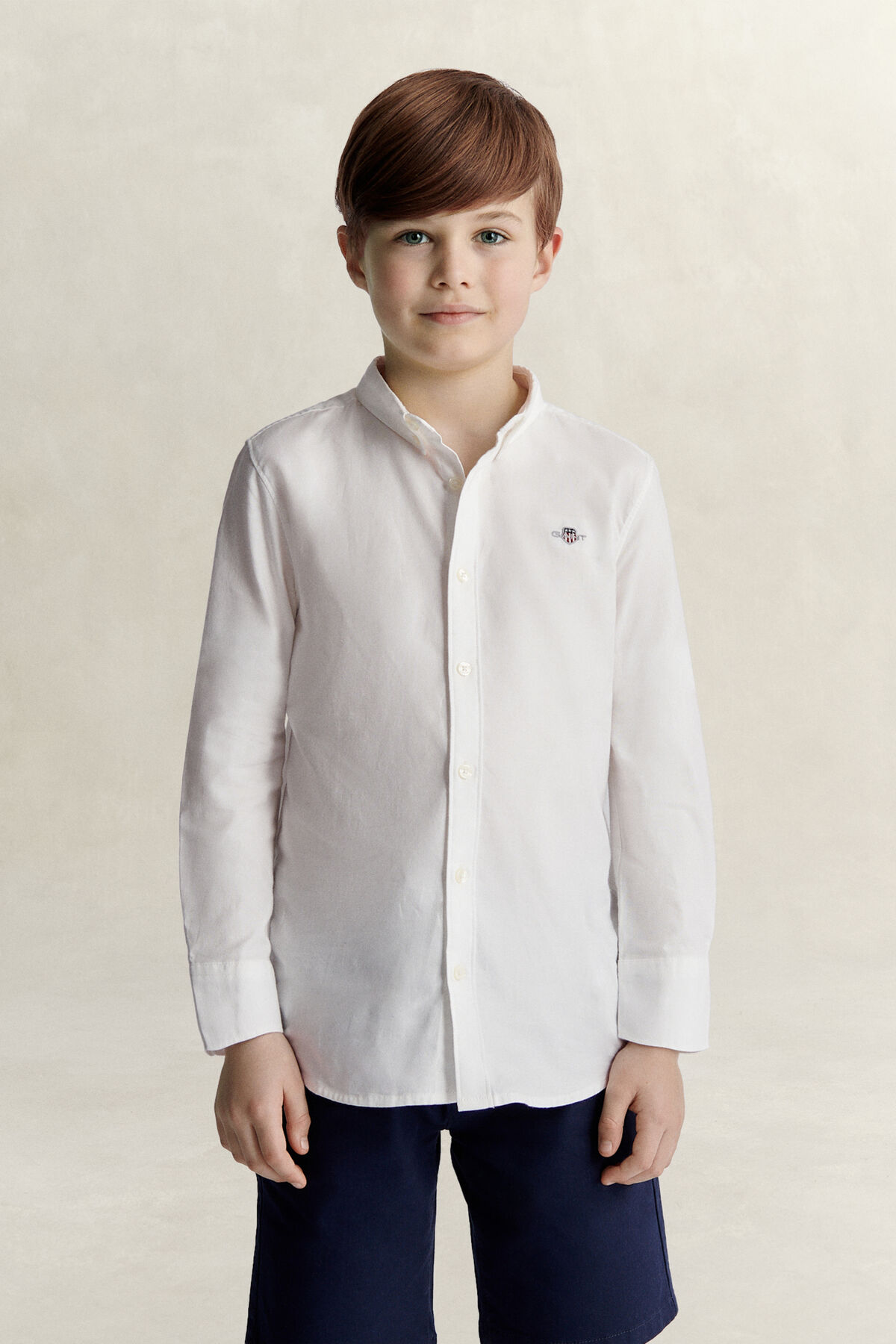 Teen Boys Shield Oxford Shirt — WHITE