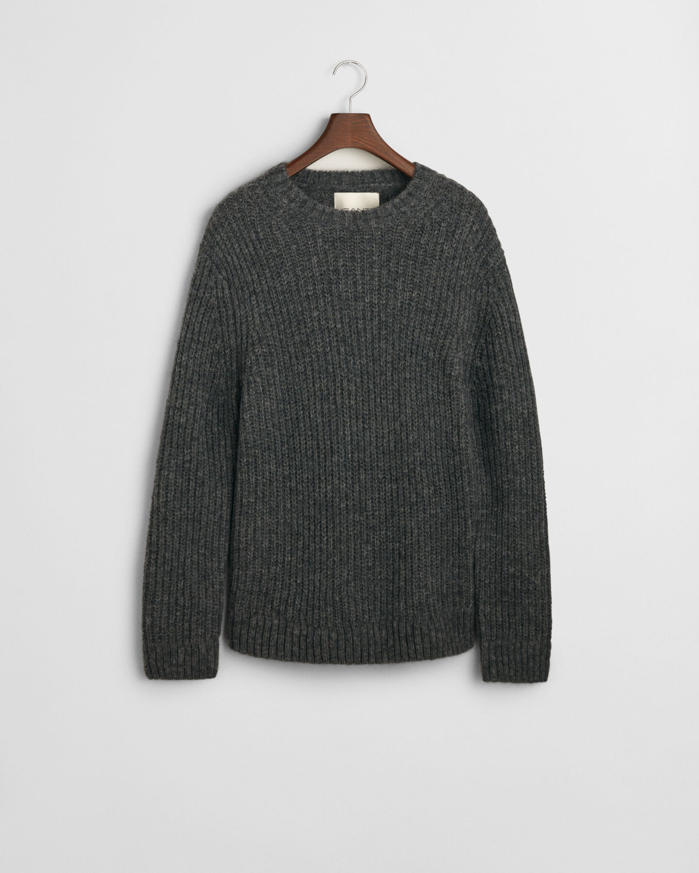 Ribbed Alpaca Wool Blend Crew Neck Sweater