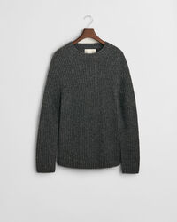 Ribbed Alpaca Wool Blend Crew Neck Sweater