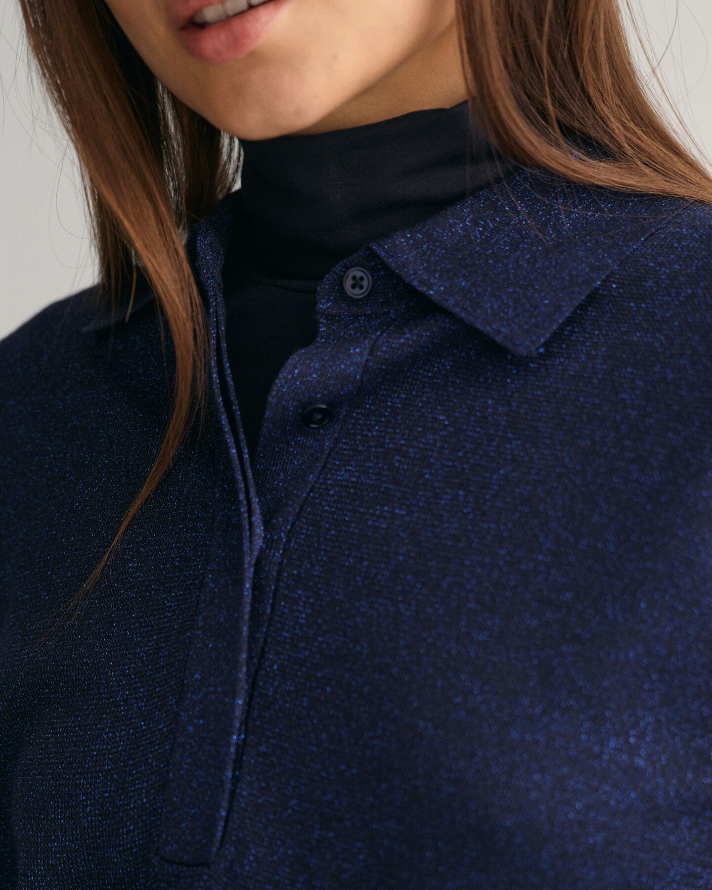 Metallic Polo Sweater