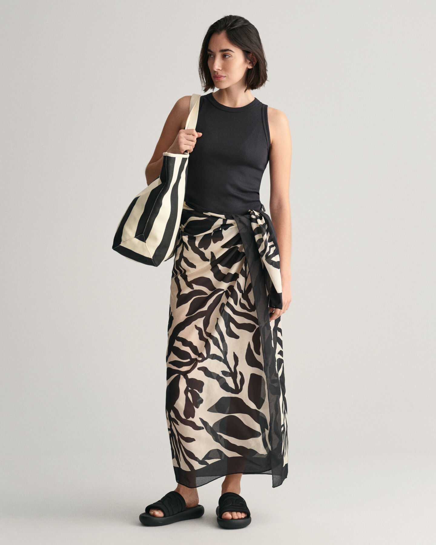 Palm Print Cotton Silk Sarong