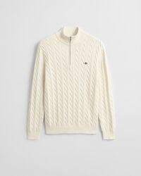 Cotton Cable Knit Half-Zip Sweater