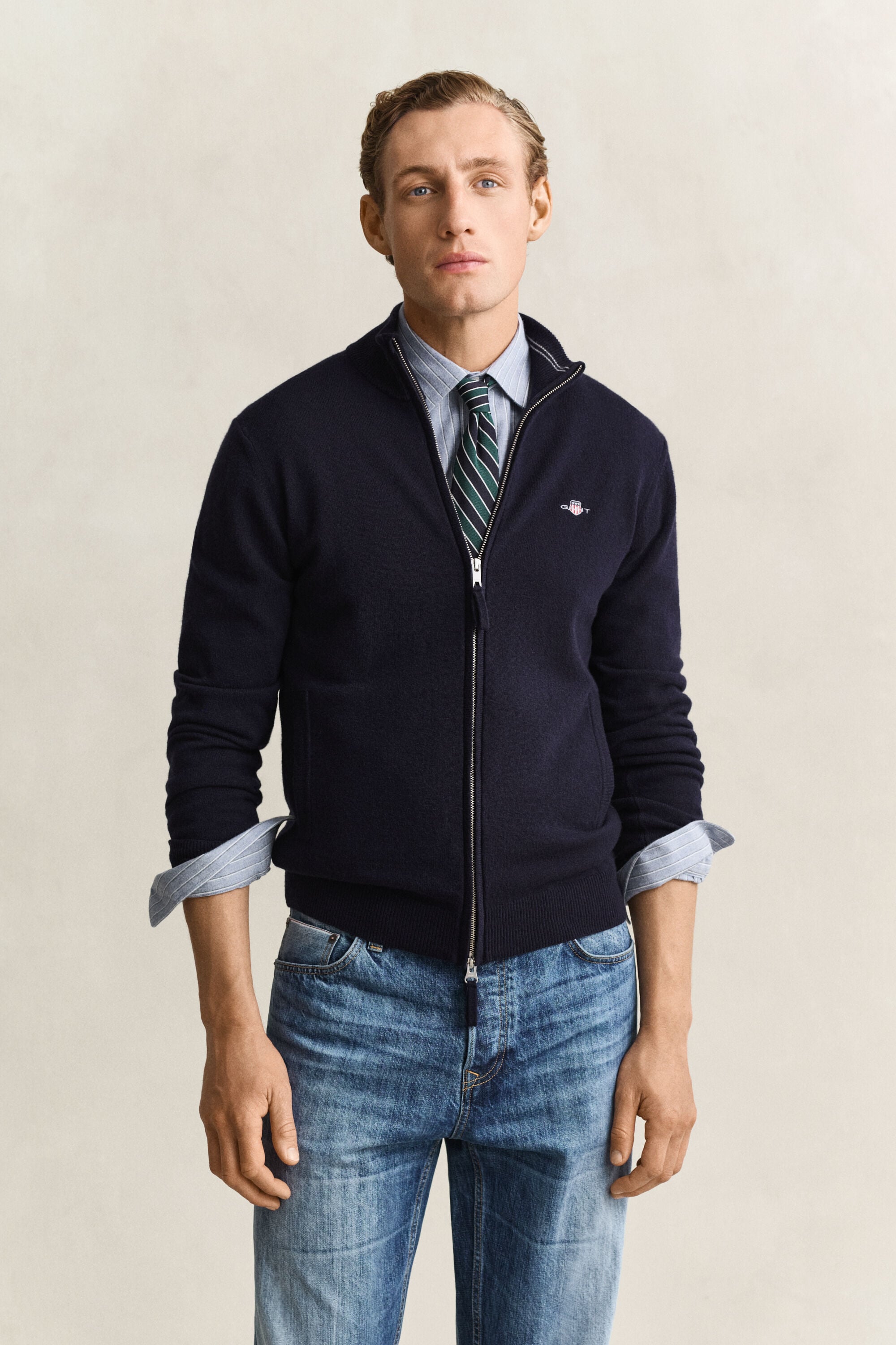 Lambswool Zip Cardigan