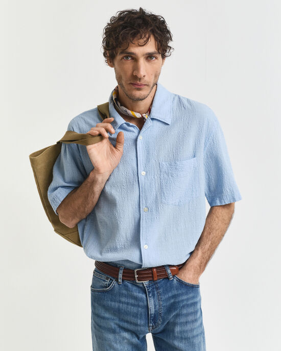 Relaxed Fit Textured Short Sleeve Shirt