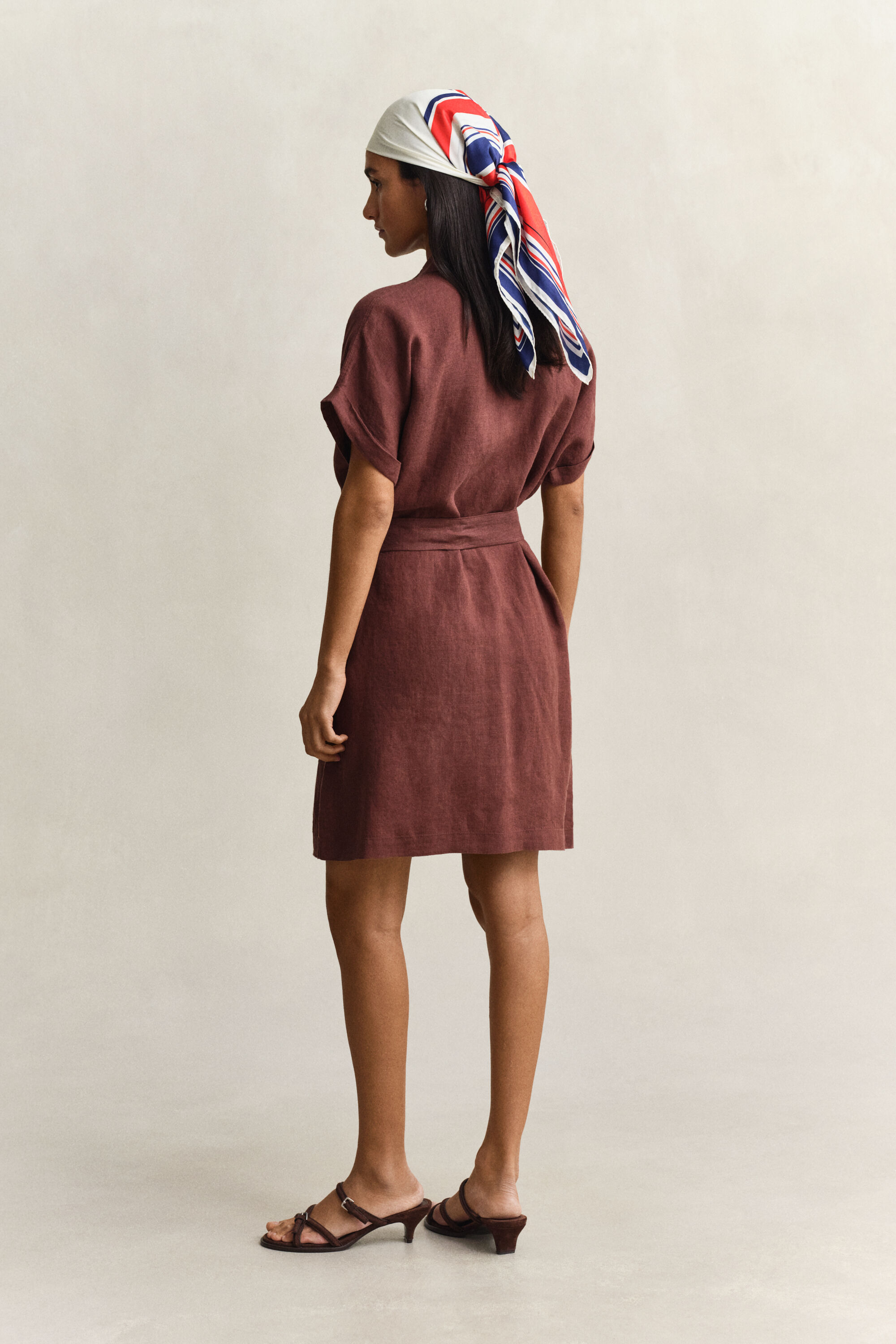 Linen Cap Sleeve Shirt Dress