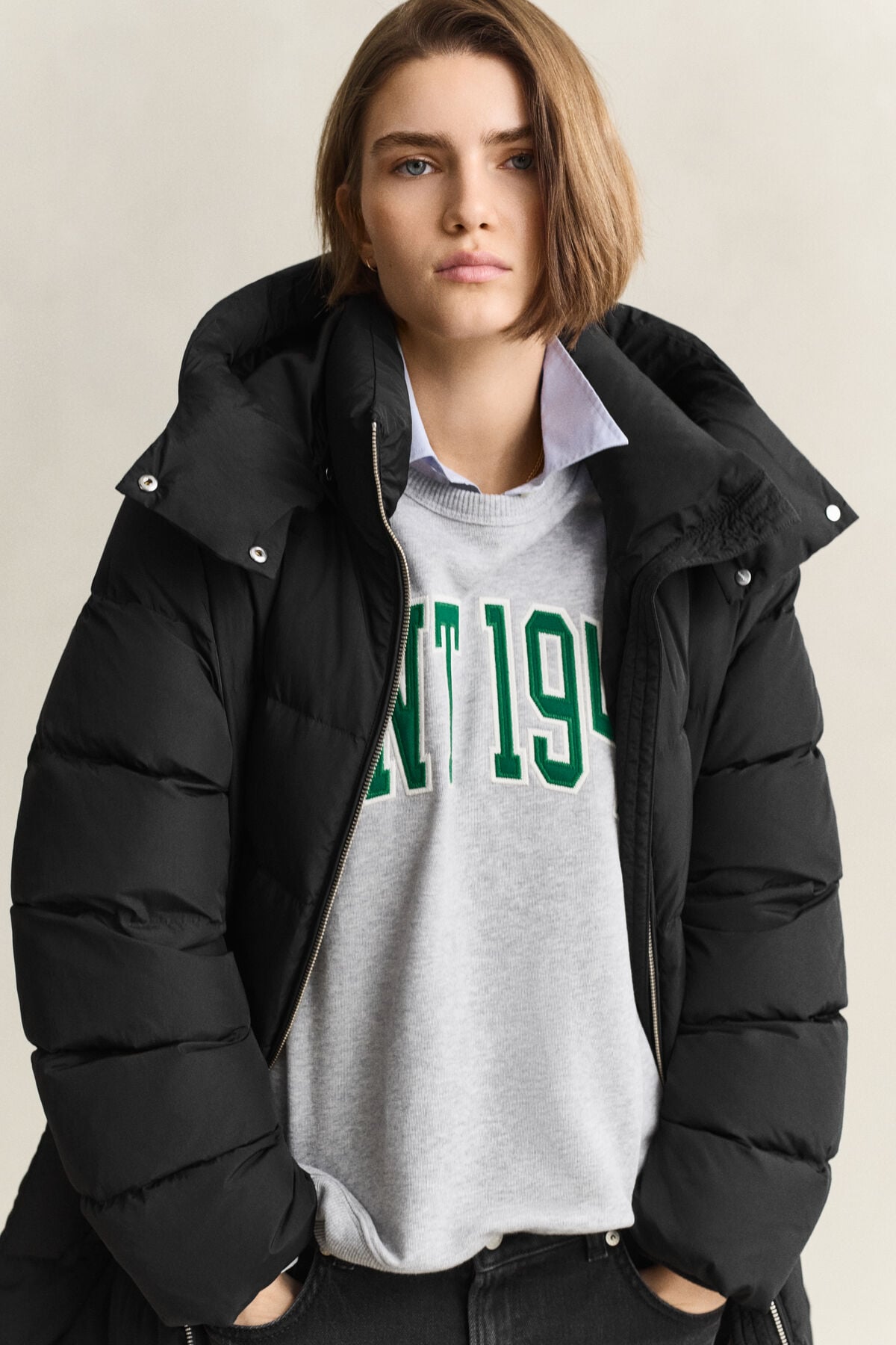 Long Down Coat — BLACK