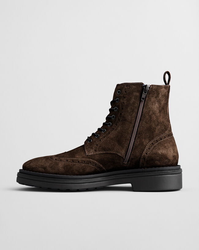 Boggar Suede Brogue Lace-Up Boots