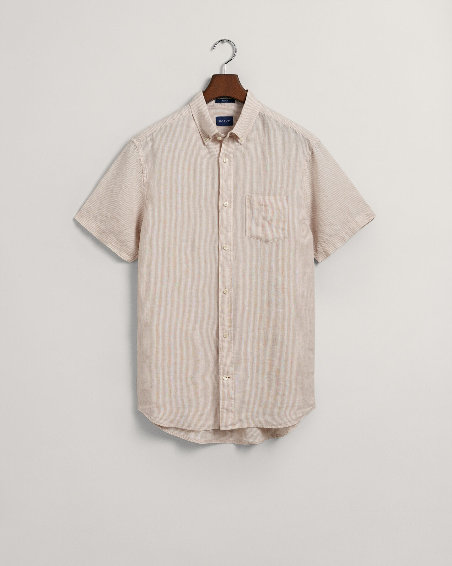 Regular Fit Striped Linen Short Sleeve Shirt