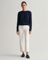 Textured Cotton Boat Neck Sweater
