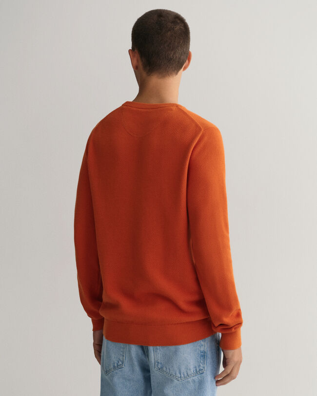 Cotton Piqu&eacute; Crew Neck Sweater