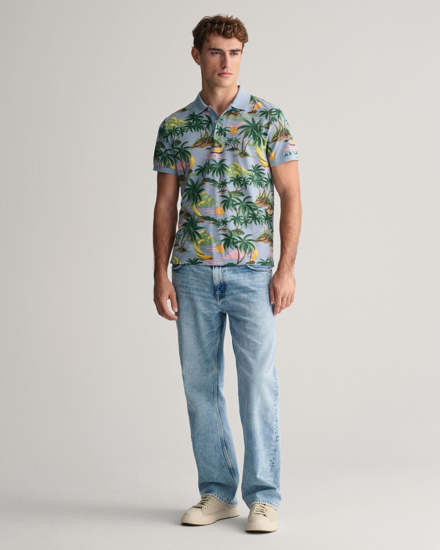 Hawaiian Print Polo Shirt