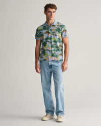 Hawaiian Print Polo Shirt