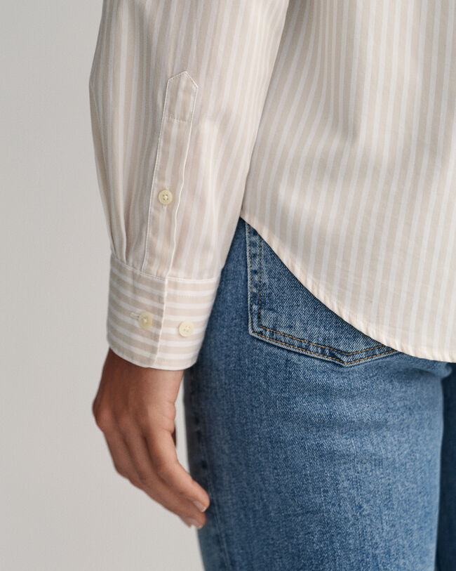 Gant Women Red Striped Spread Collar Full Sleeves Shirt