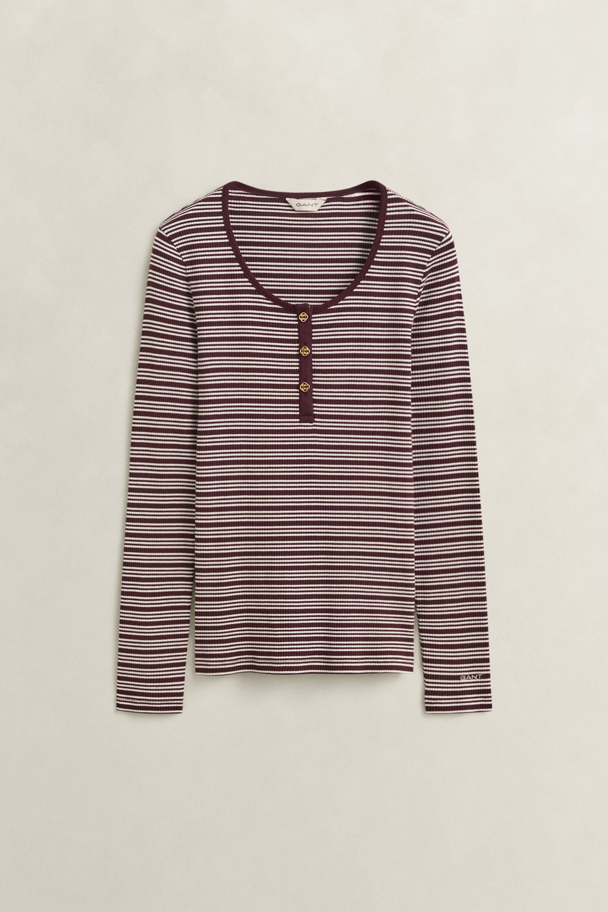 Ribbed Long Sleeve Henley Top