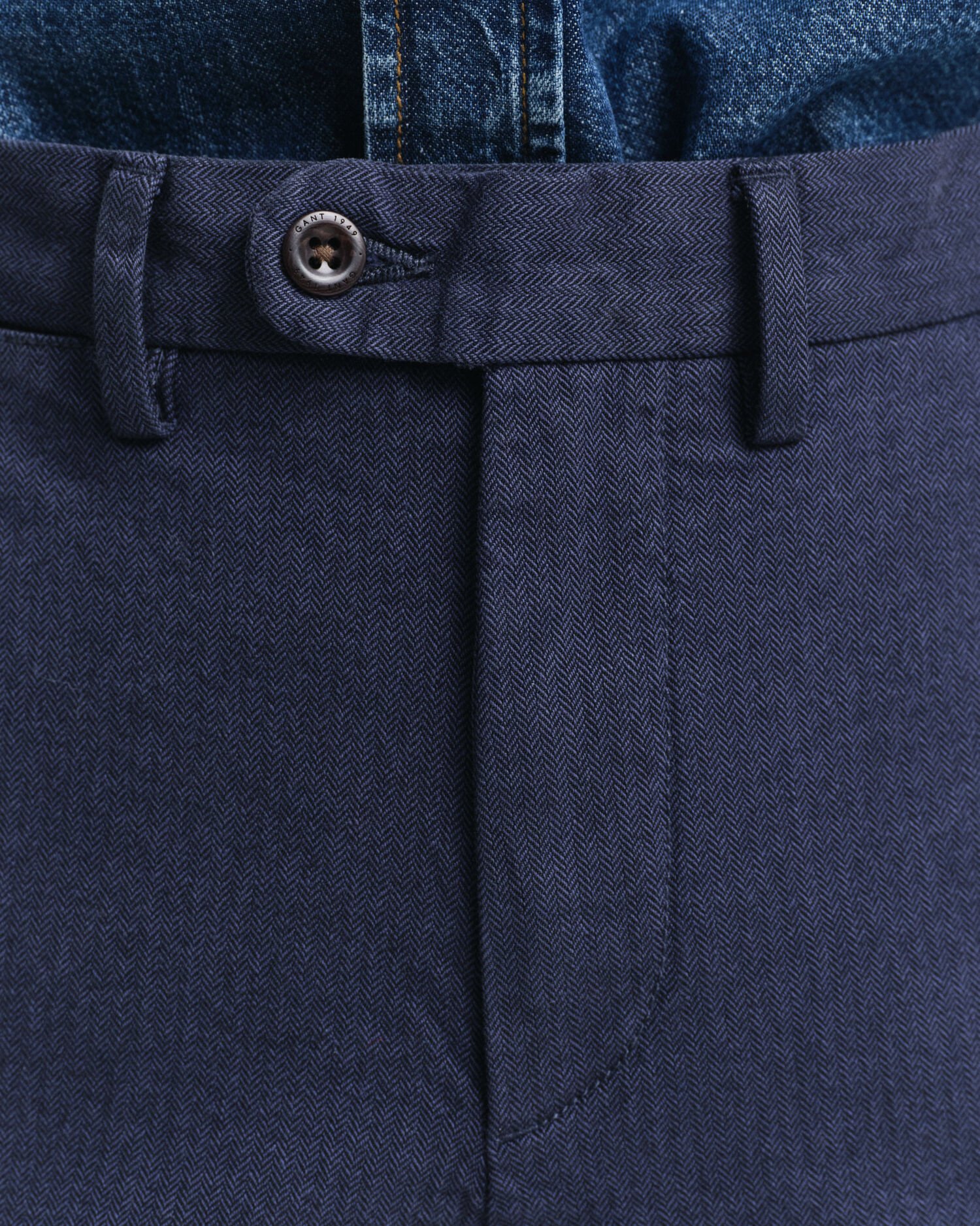 Slim Fit Cotton Herringbone Pants