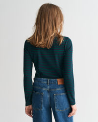 Striped Rib Long Sleeve Turtleneck Top