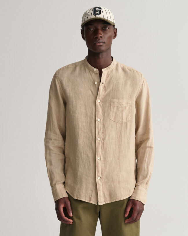Regular Fit Garment-Dyed Linen Shirt