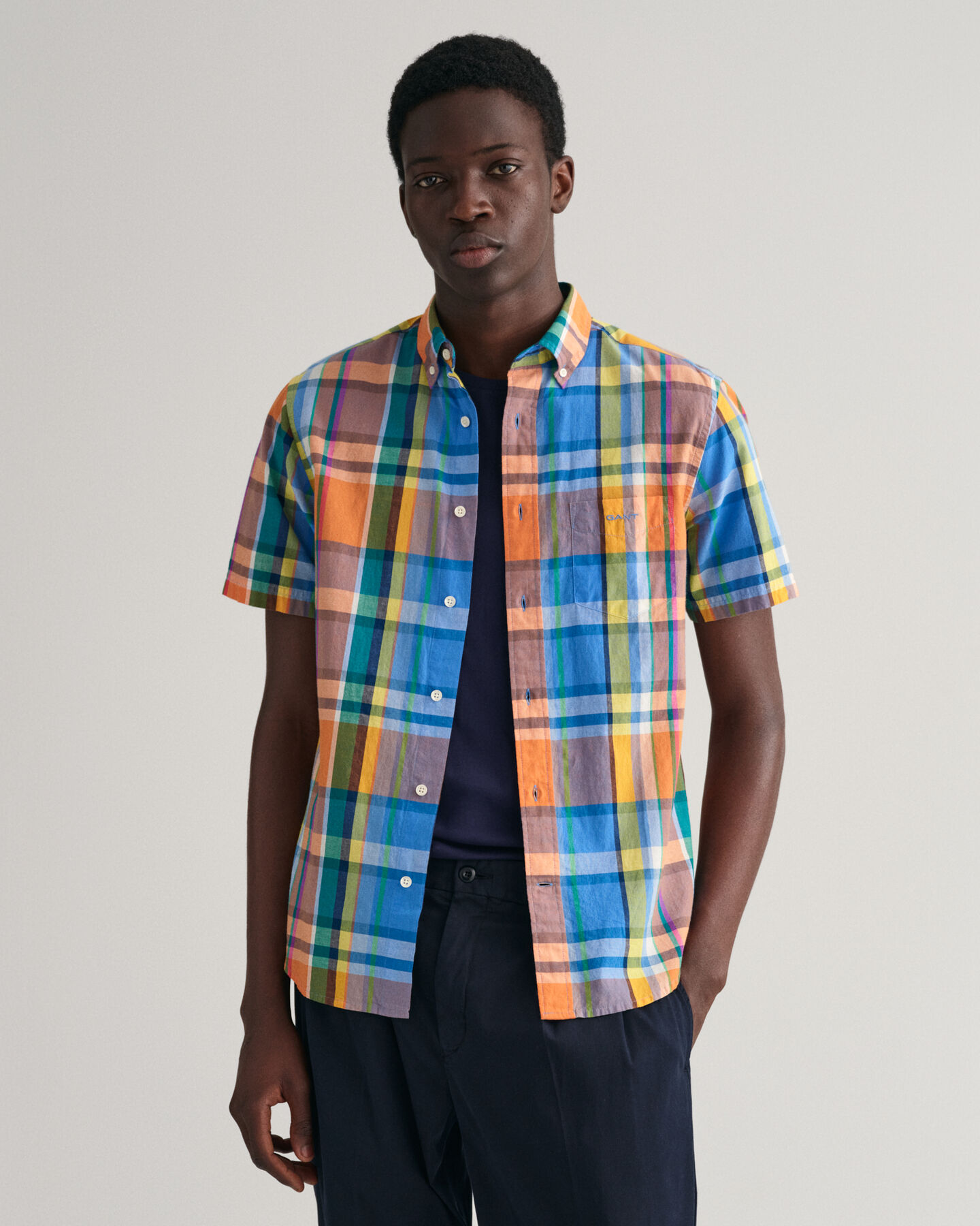 Regular Fit Colorful Madras Short Sleeve Shirt