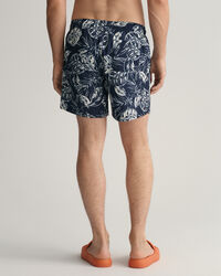 Classic Fit Tropical Leaves Print Swim Shorts