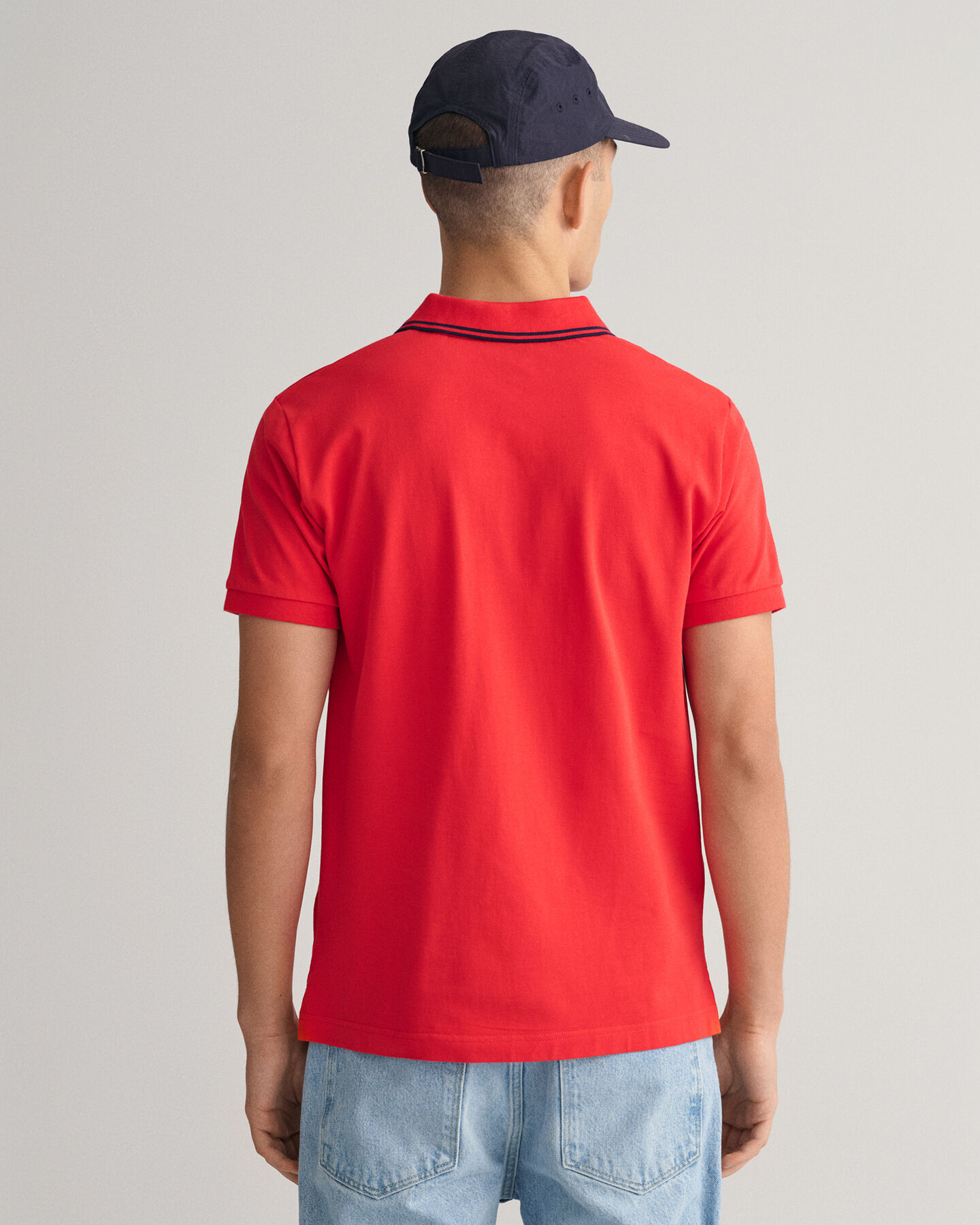 Striped Contrast Collar Piqué Polo Shirt