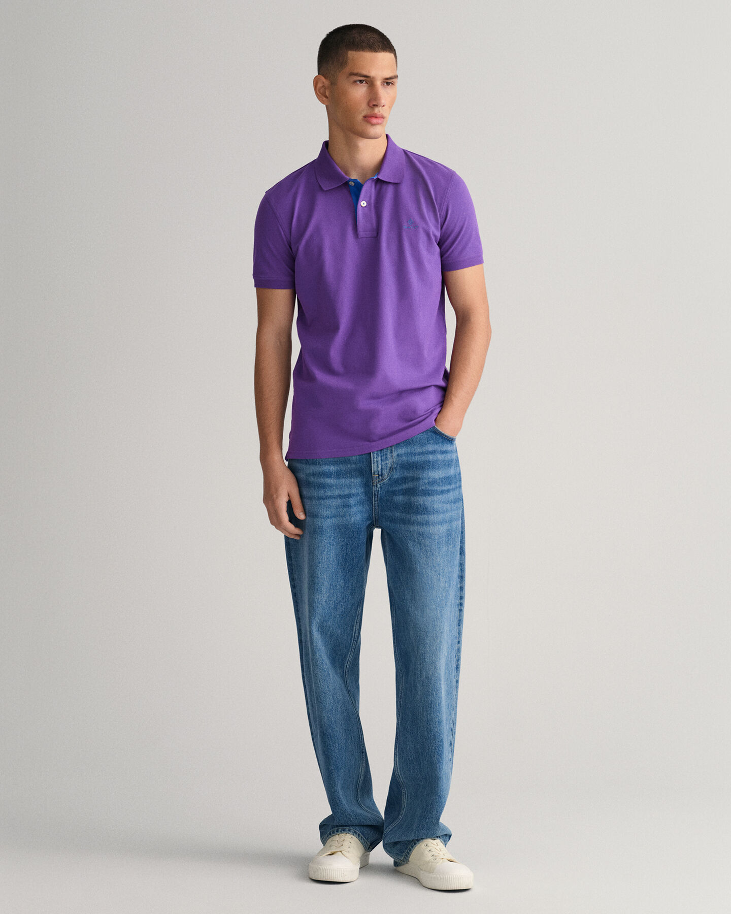 Contrast Collar Piqu&eacute; Polo Shirt
