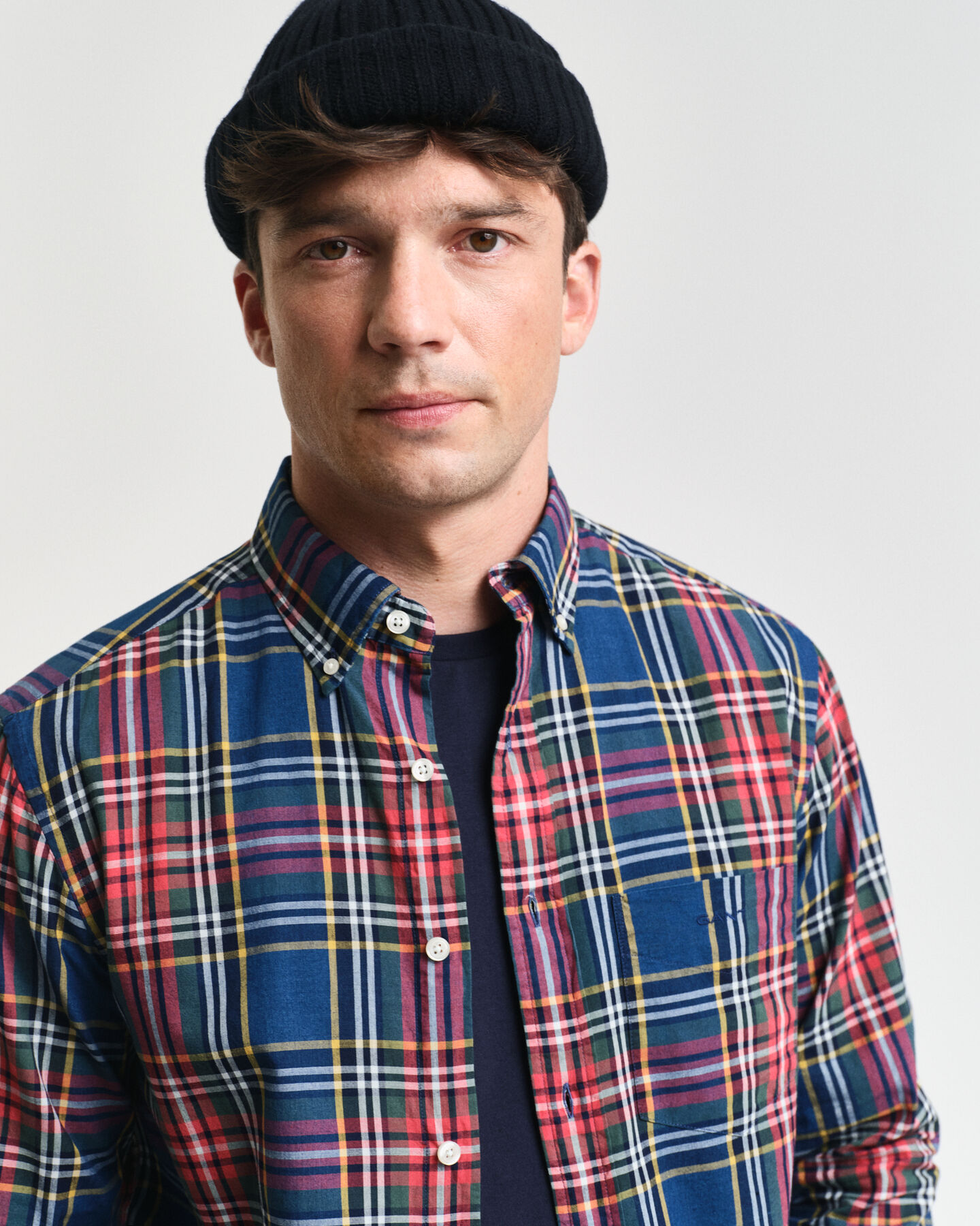 Regular Fit Checked Indigo Shirt