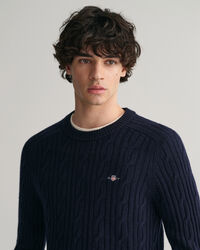 Lambswool Cable Knit Crew Neck Sweater